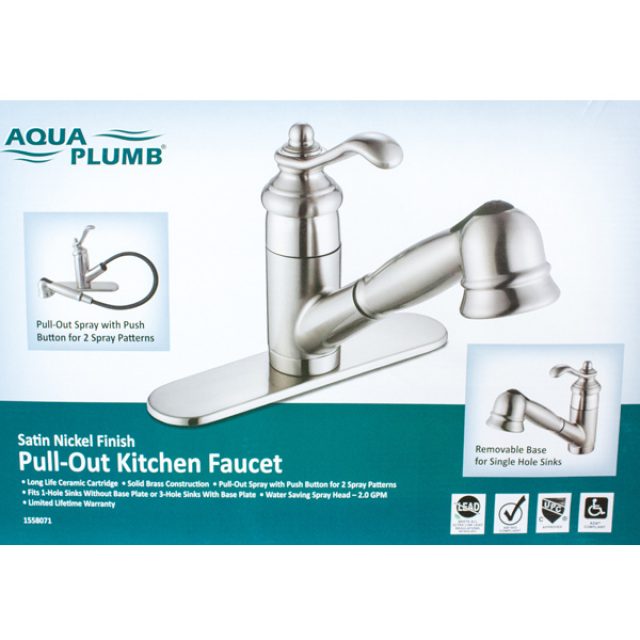 Aqua Plumb Single Handle Pullout Faucet Satin Nickel Heeby S