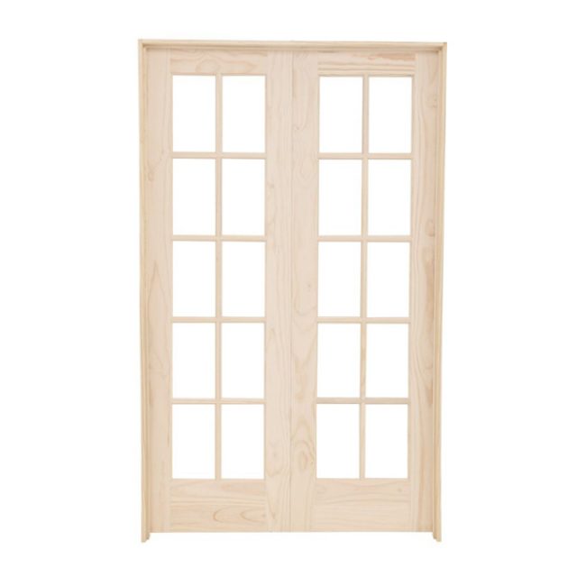 10 Lite Pre Hung Double Pine Door 50 X 82