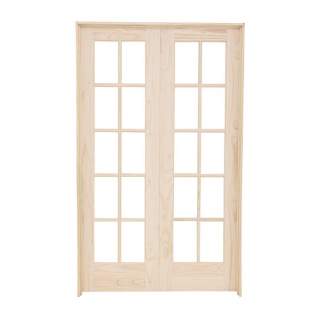 10 Lite Pre Hung Double Pine Door 50 X 82