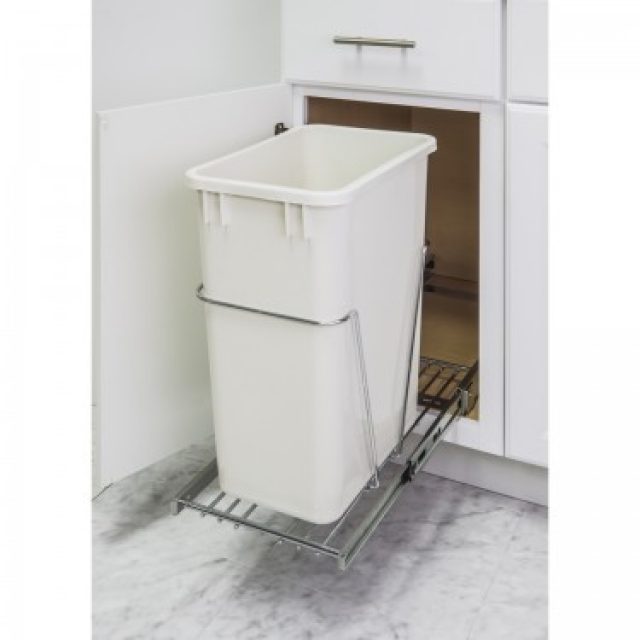 11 Minute Organizers 35 & 50 Quart Single Pullout Trash Can System,  Polished Chrome