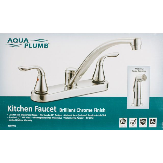 Aqua Plumb 2 Handle Kitchen Faucet Chrome Heeby S Surplus Inc